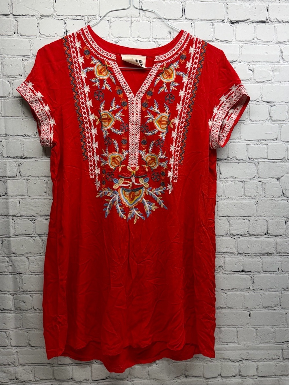 Savanna Jane Red Embroidered Mini Dress size L